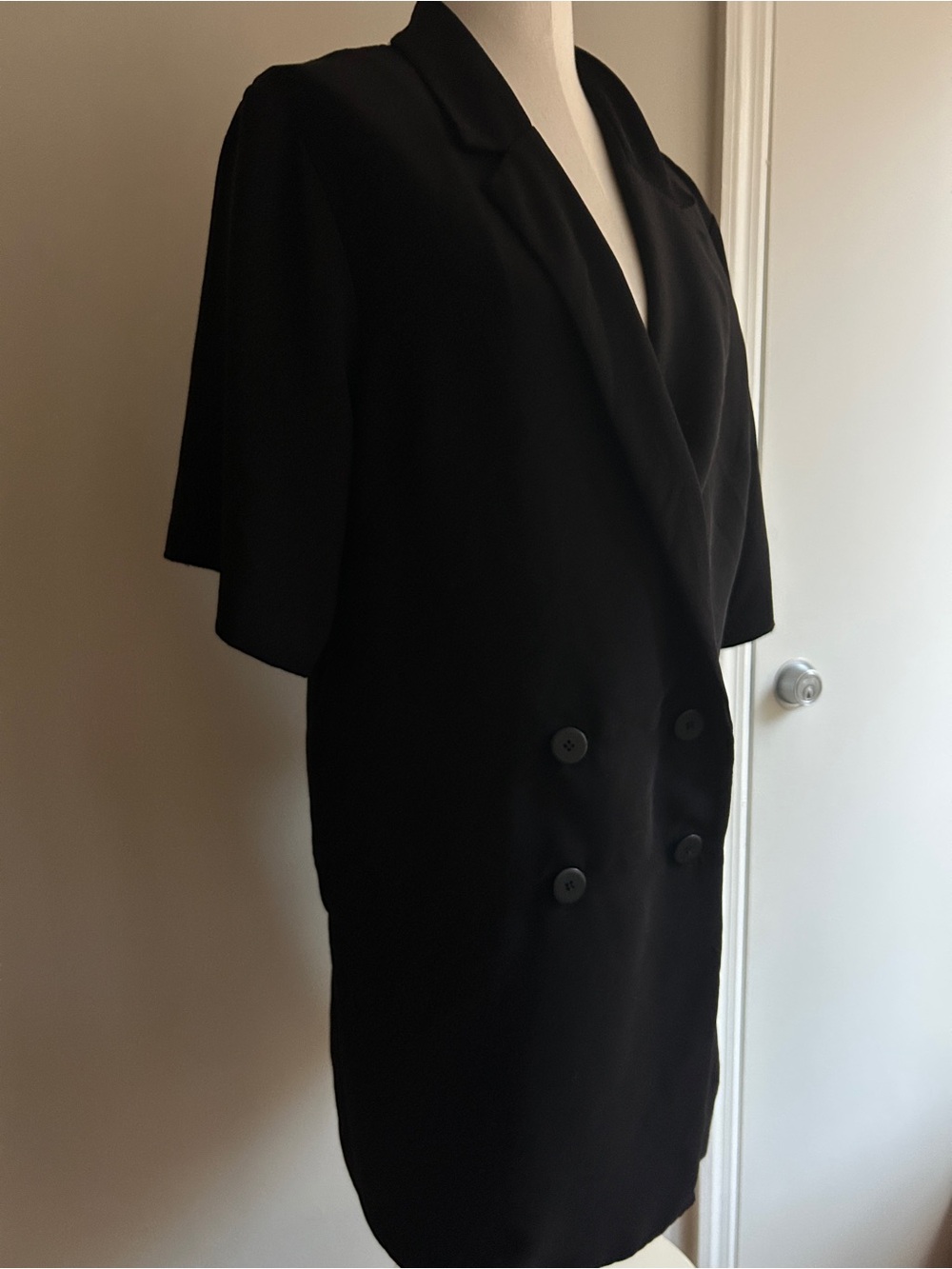 Black Double-Breasted Blazer Dress